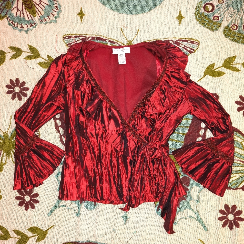 Elegant Red Wrap Top